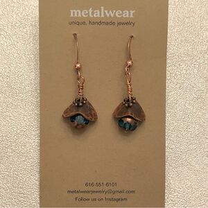 Metalwear | Copper and Glass Beaded Earrings | 1.5” Drop